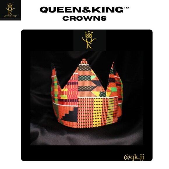 Kente Style Crown (Multiple Heights & Satin Lined) - Picture 1 of 6